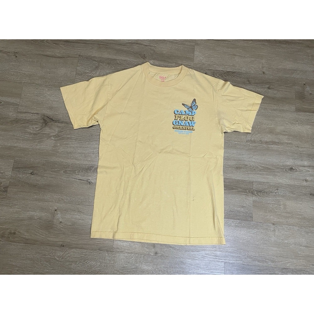 GOLF Camp Flog Gnaw Carnival Cotton T-Shirt Mens Sz M Yellow Short Sleeve